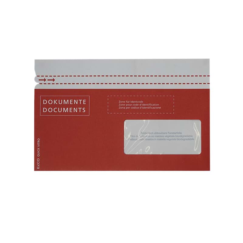 Dokumententasche Elco Quick Vitro Paper, 229 x 114 mm, C6/5, rot, Fenster rechts