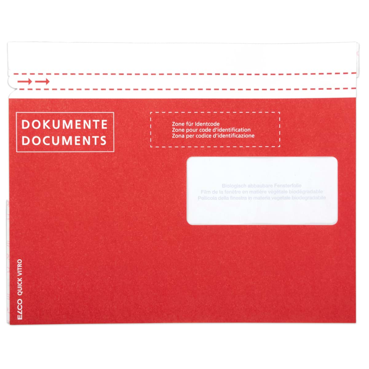 Dokumententasche Elco Quick Vitro Paper, 229 x 154 mm, C5, rot, Fenster rechts