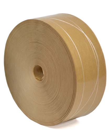 Nassklebeband STABIL mit aufgelegten Fäden, 70 mm, 200 Meter, 60g/m2, braun